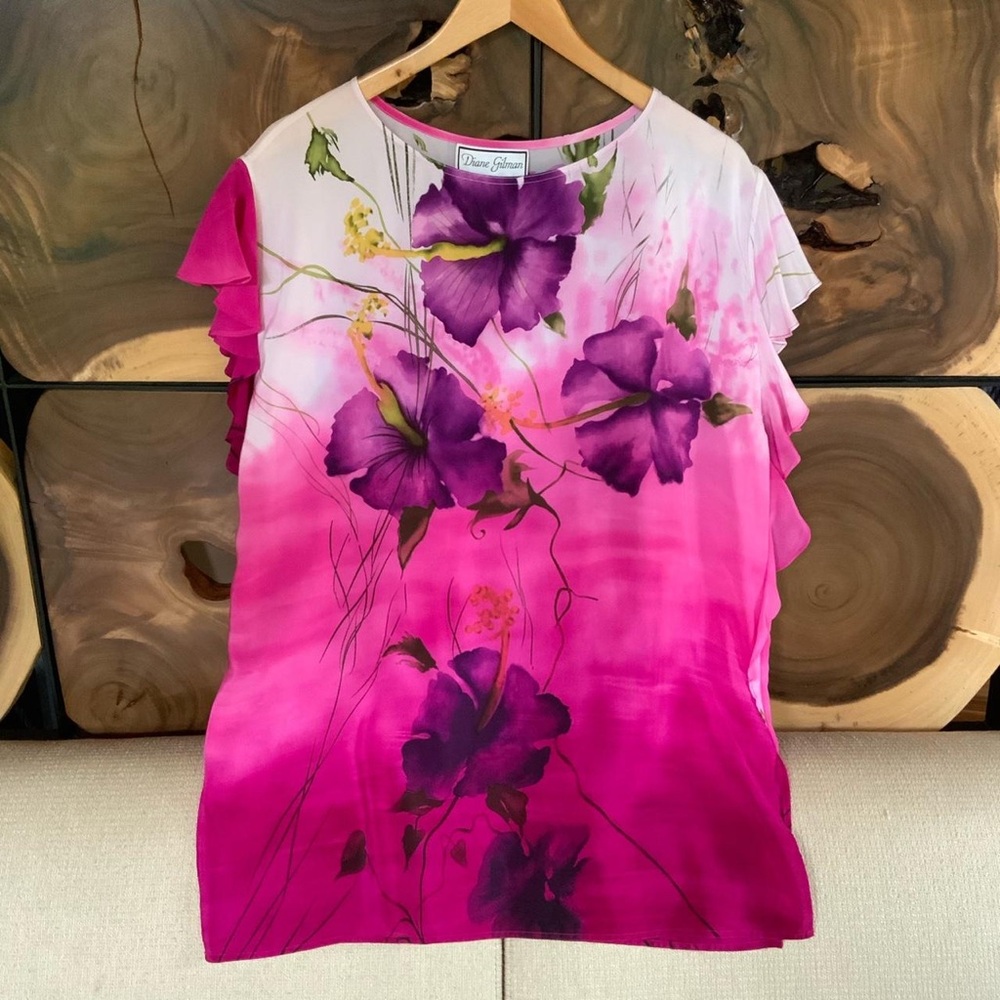 Diane Gilman Pink Floral Women's Top